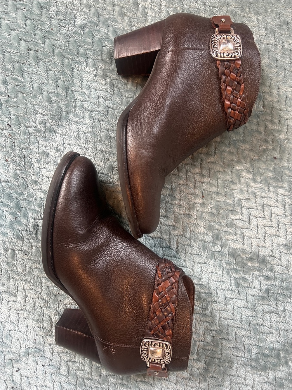 Brighton Dark Brown Leather Ankle Booties with Braided Strap - Picture 5 of 5